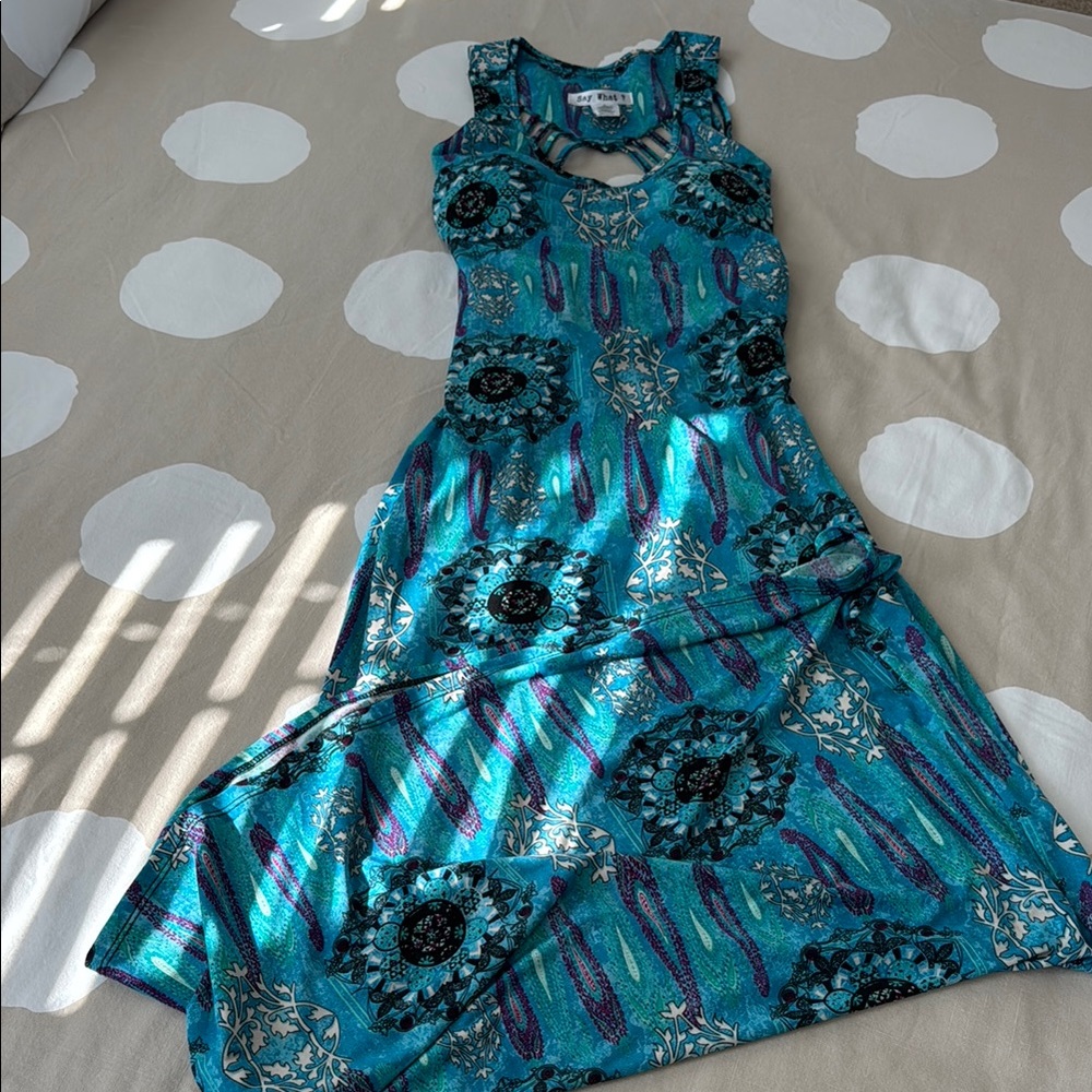 Blue and Purple Patterned Dress